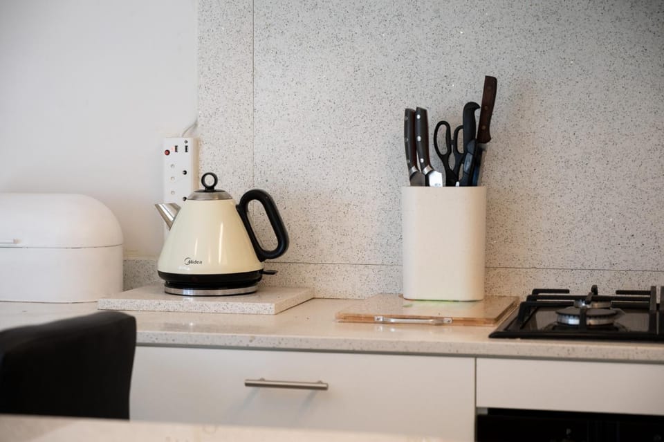 Kitchen or kitchenette, stove
