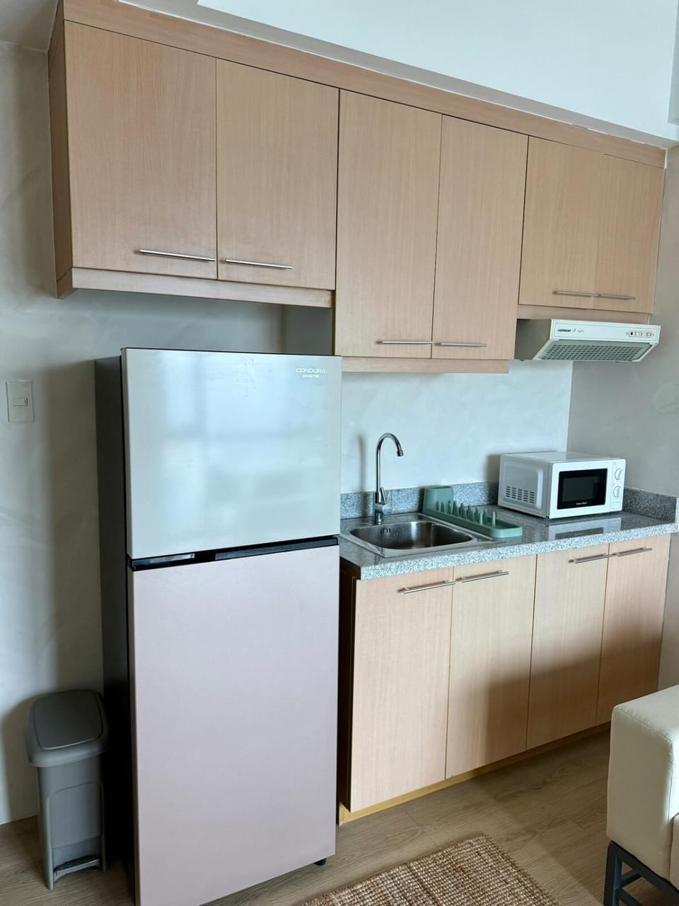 Kitchen or kitchenette, microwave