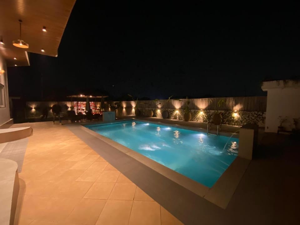 Night, Pool view, Swimming pool