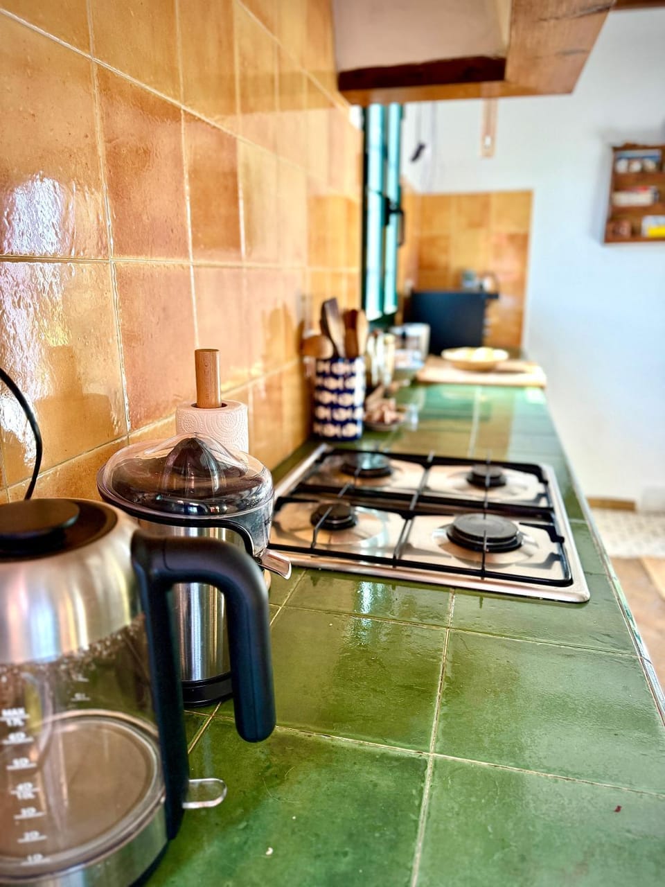 Kitchen or kitchenette, stove