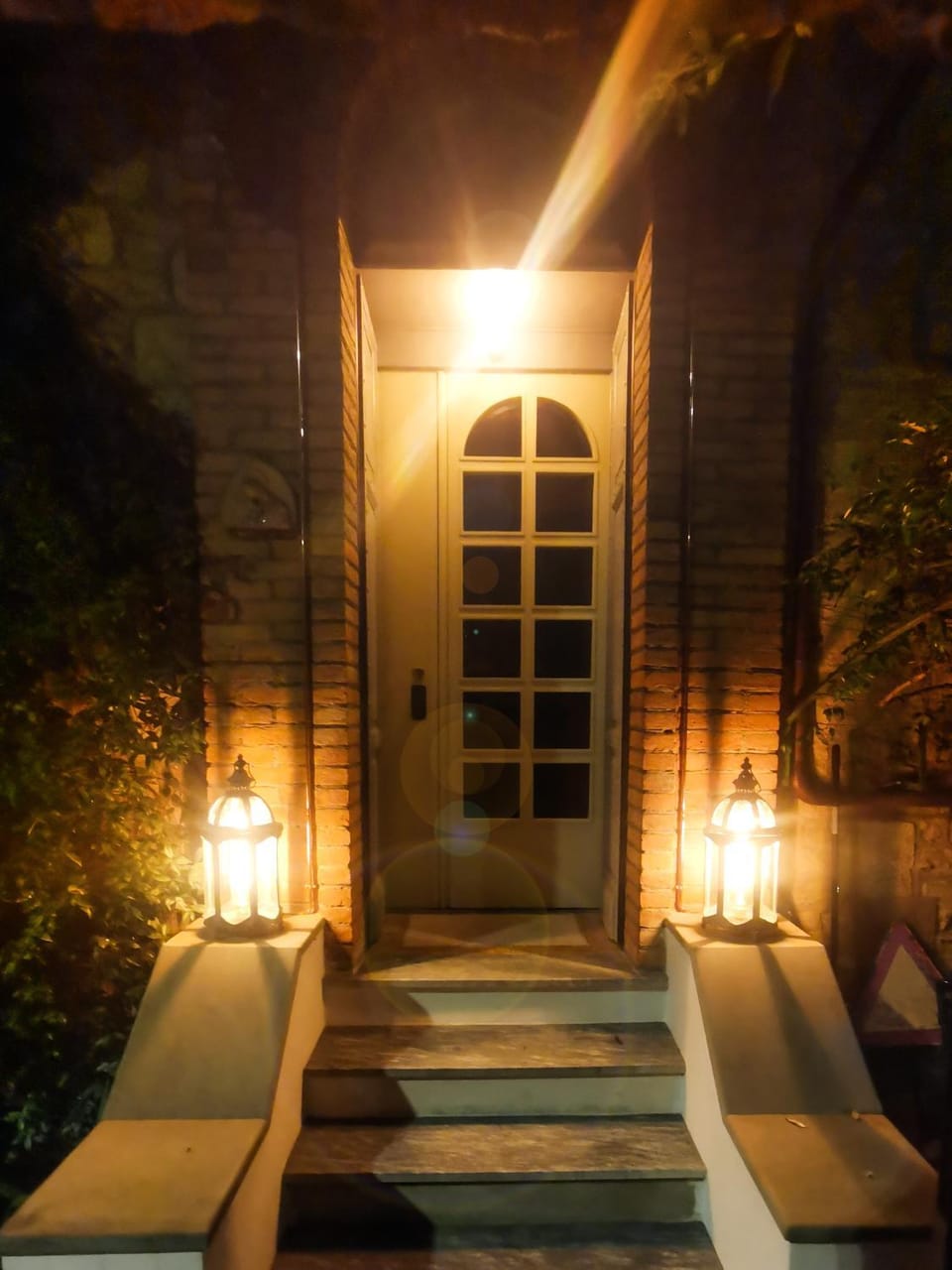 Property building, Night, Garden