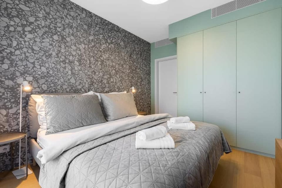 Bed, Photo of the whole room, Bedroom, towels, wardrobe
