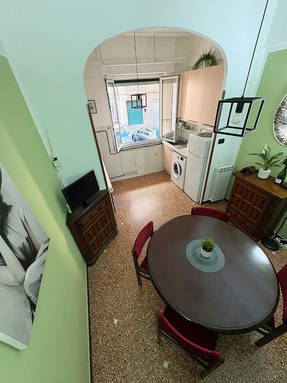 Living room, kitchen