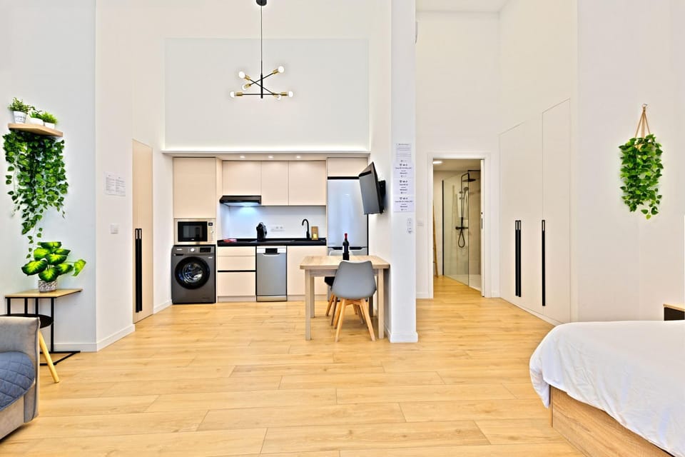 Living room, microwave, kitchen