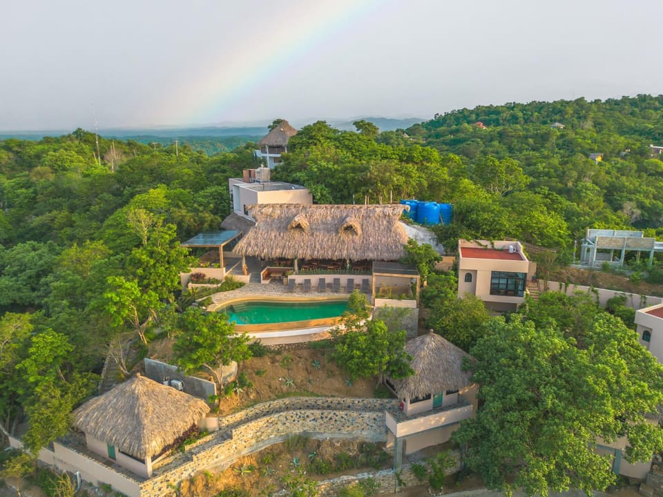 Property building, Natural landscape, Bird's eye view, Swimming pool