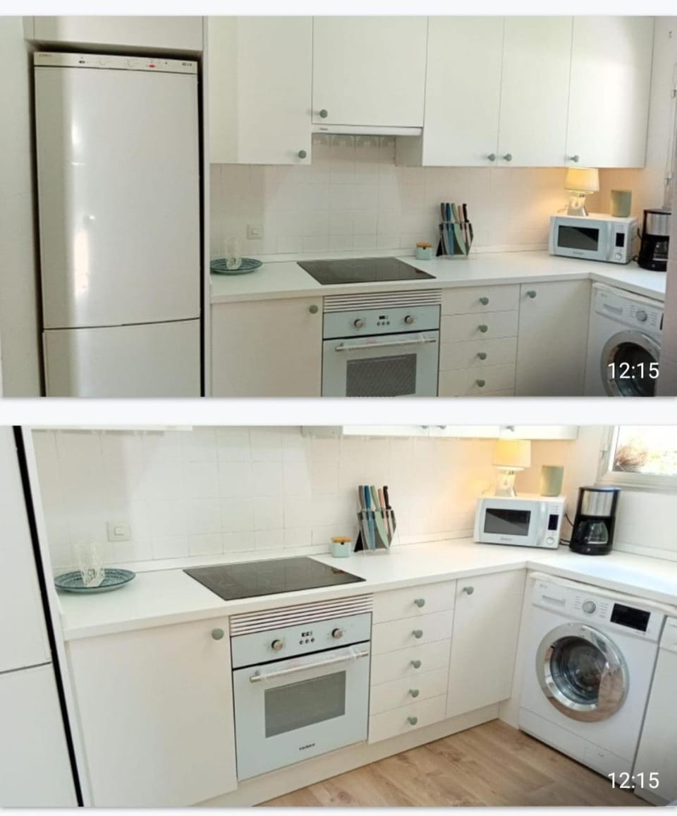 Kitchen or kitchenette, dishwasher, oven, stove, toaster, washing machine, dryer