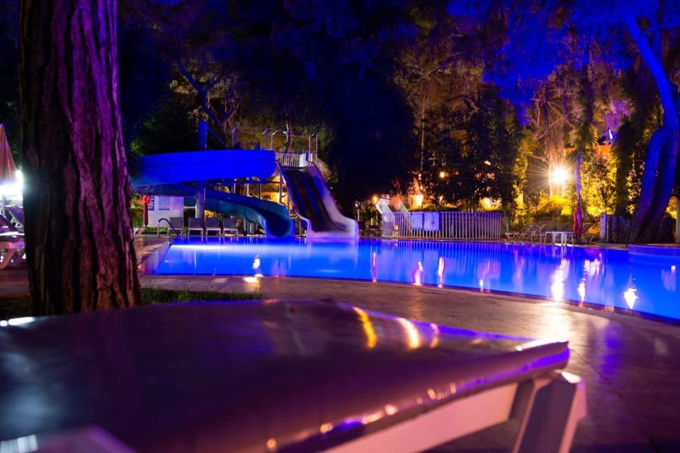 Night, Aqua park, Pool view, Swimming pool
