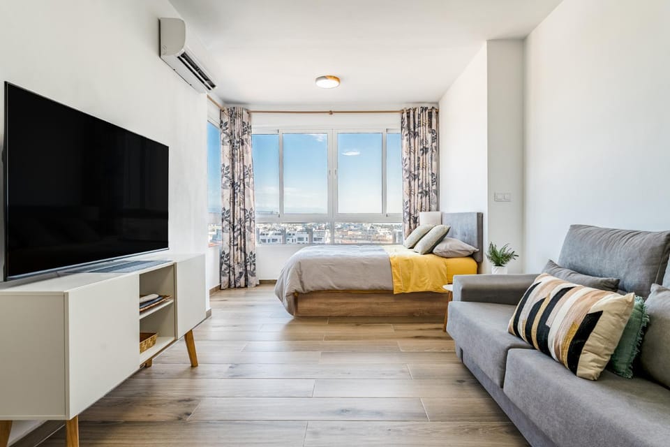 Bed, TV and multimedia, Living room, Photo of the whole room, Bedroom, air conditioner