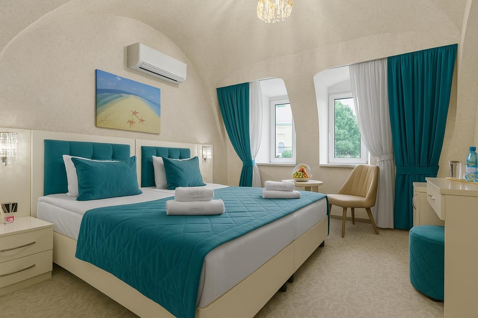 Bed, Living room, Photo of the whole room, Seating area, Bedroom, towels, air conditioner