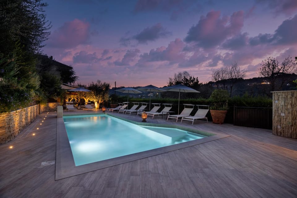 Night, Natural landscape, Solarium, View (from property/room), Pool view, Swimming pool, Sunrise, Sunset, sunbed