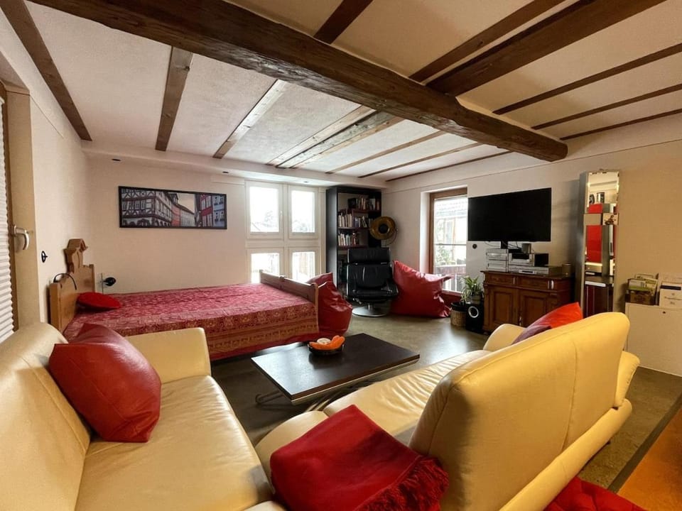 Bed, TV and multimedia, Living room, Photo of the whole room, Seating area, Bedroom
