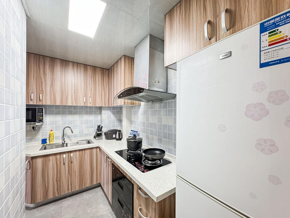 Kitchen or kitchenette, stove