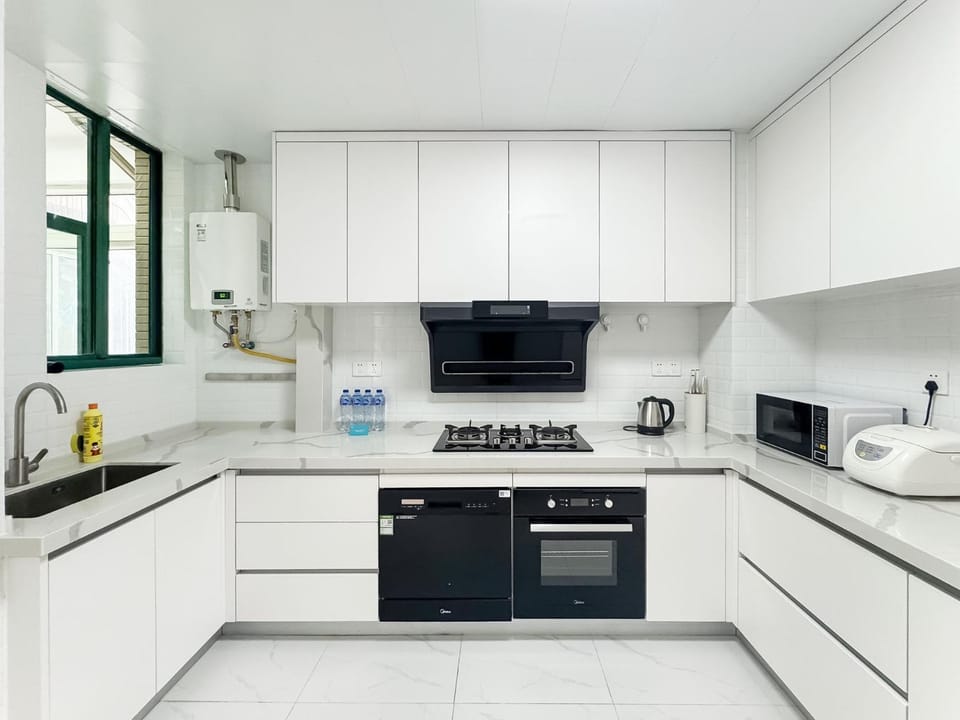 Kitchen or kitchenette, stove