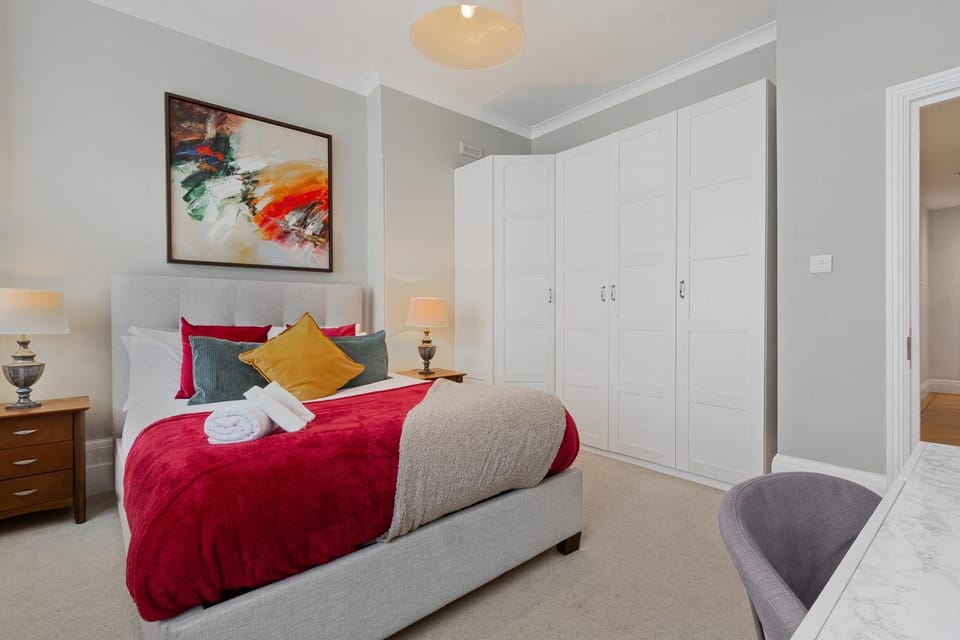 Bed, Decorative detail, Bedroom, hair dryier, heating, wardrobe