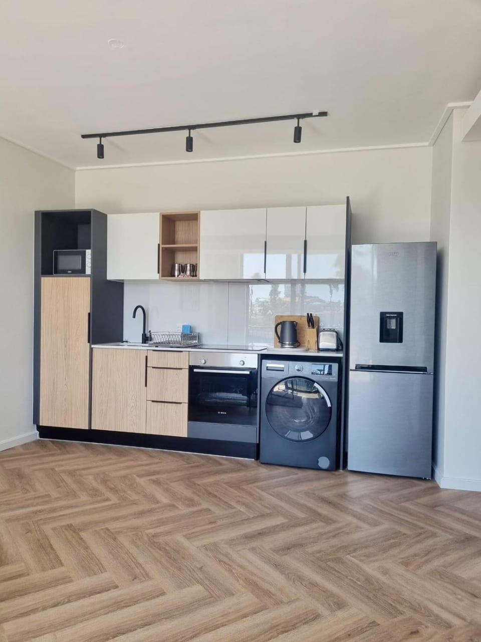 Kitchen or kitchenette, oven, stove, toaster