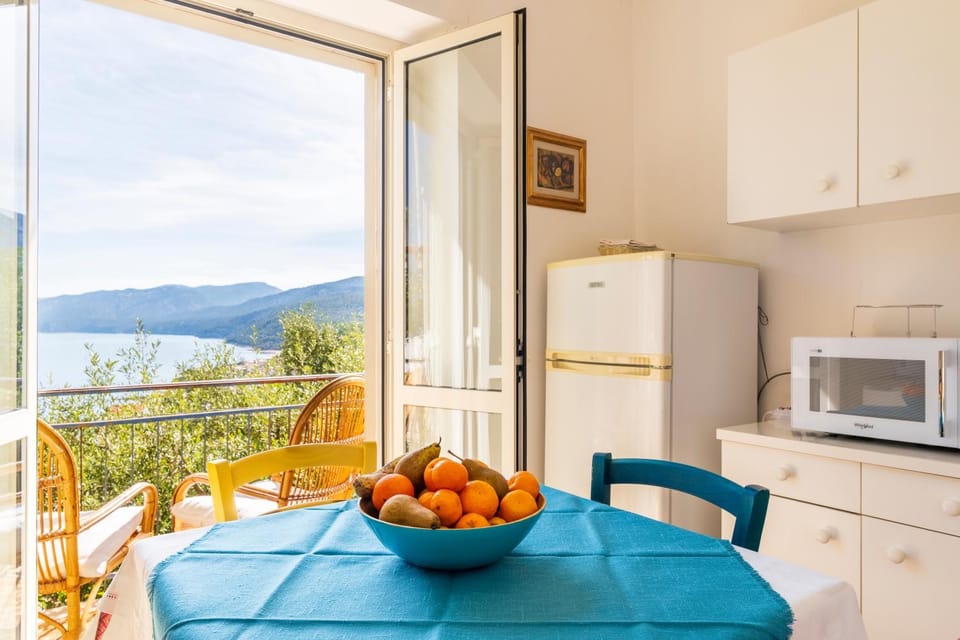 Natural landscape, Kitchen or kitchenette, Dining area, Food, Mountain view, Sea view, microwave, oven, pet friendly, stove