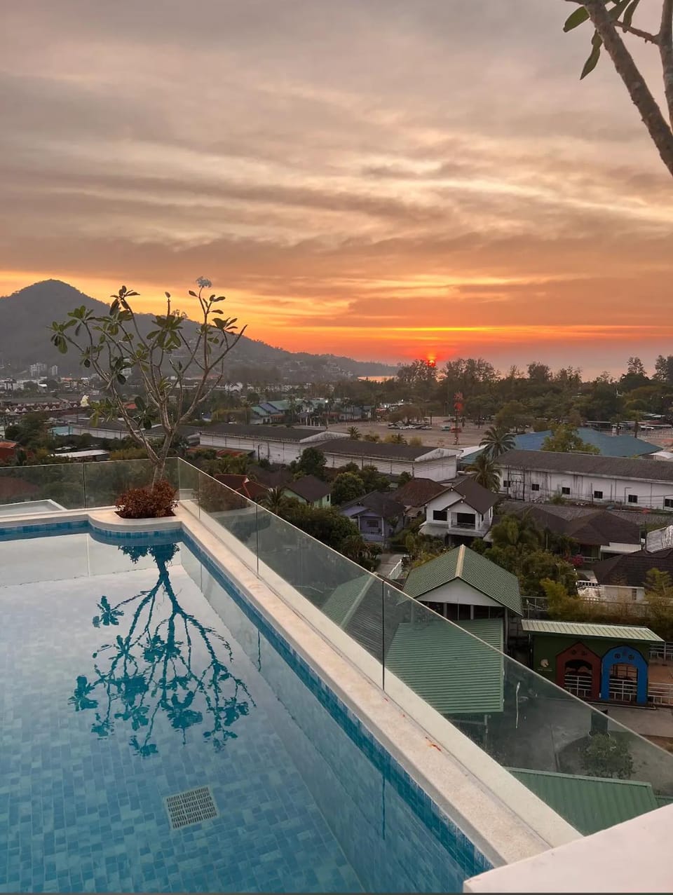 Natural landscape, Mountain view, Swimming pool, Swimming pool, Sunset