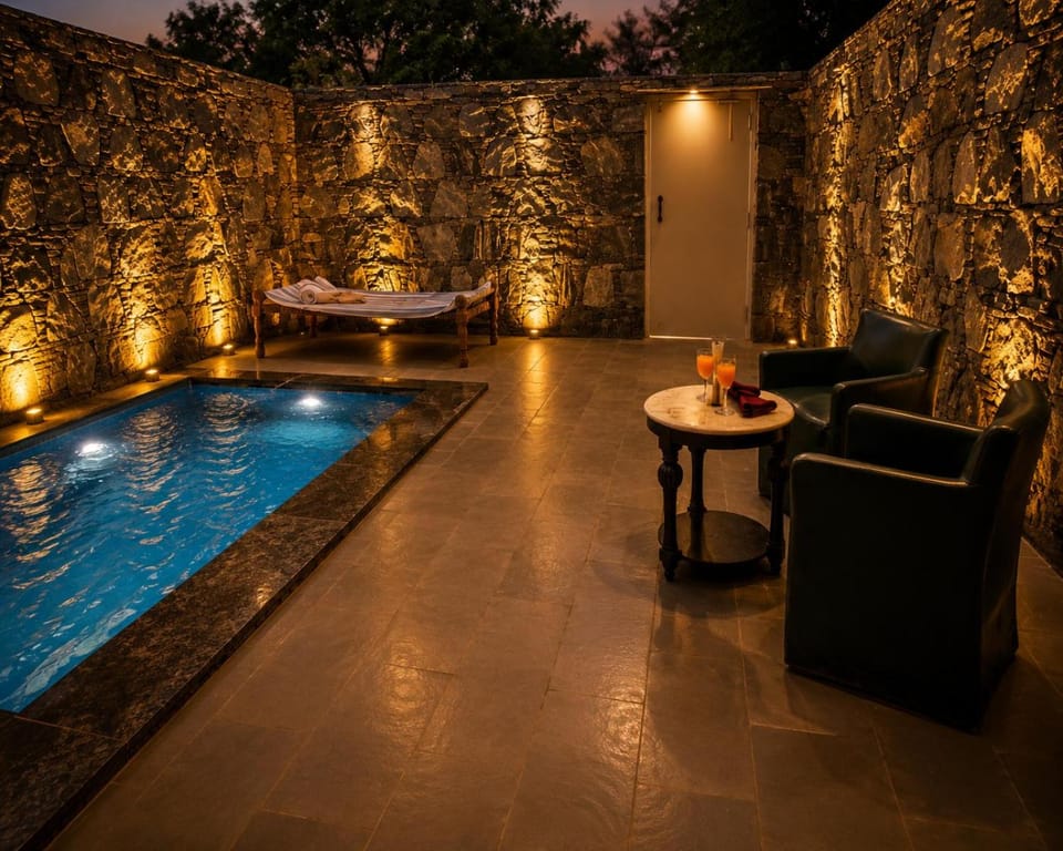 Seating area, Pool view, Swimming pool, sunbed