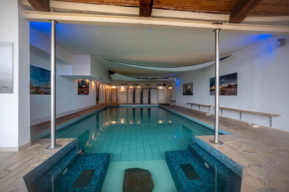 Property building, Living room, Swimming pool