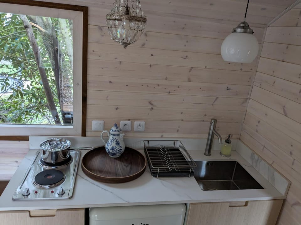 Coffee/tea facilities, Kitchen or kitchenette, stove