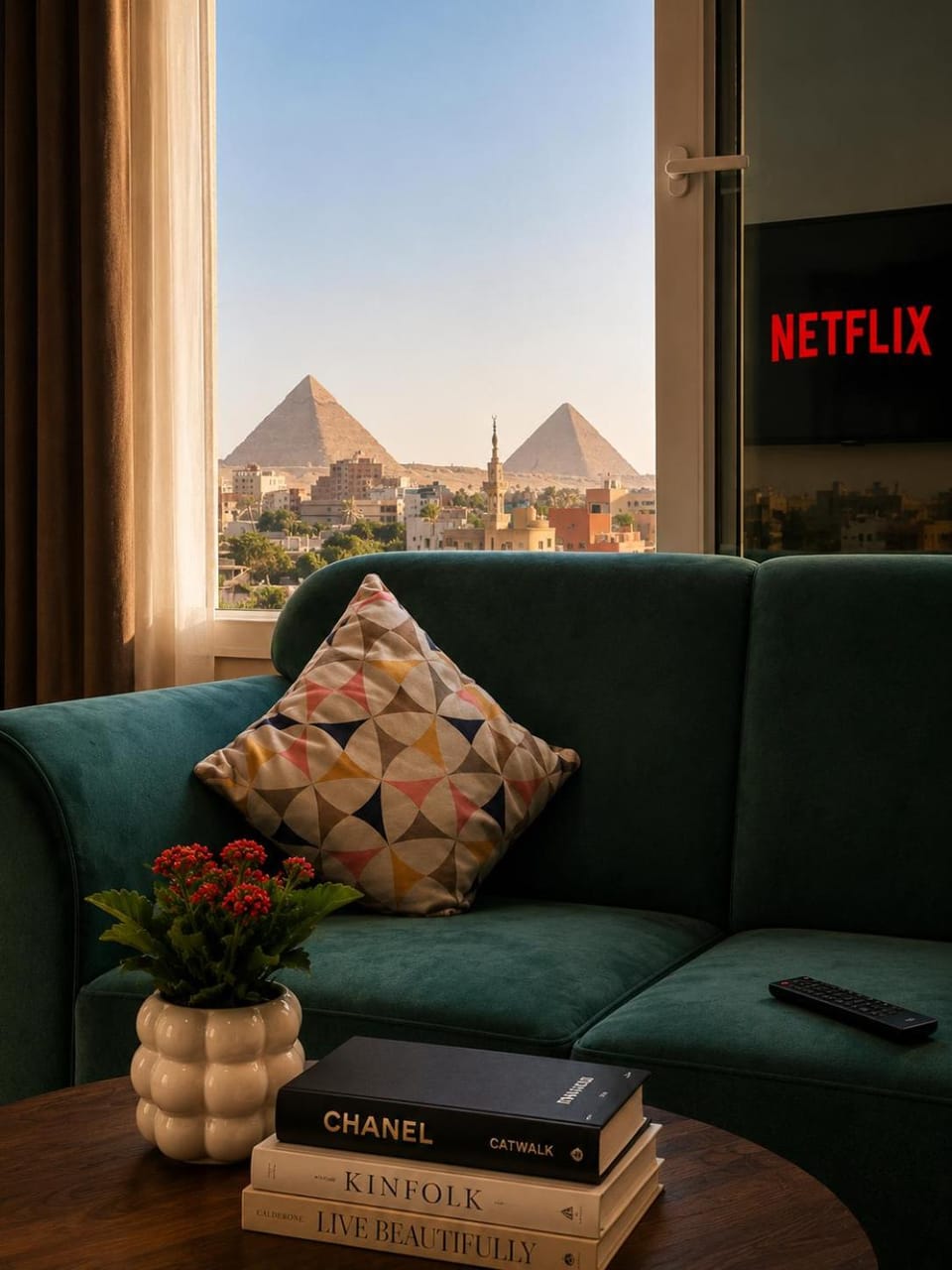 Natural landscape, TV and multimedia, Living room, Seating area, Mountain view