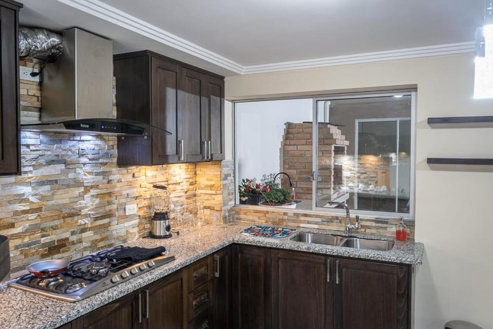 Kitchen or kitchenette, stove