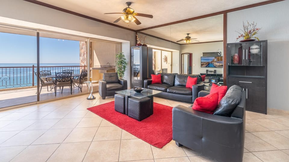 Living room, Seating area, Sea view