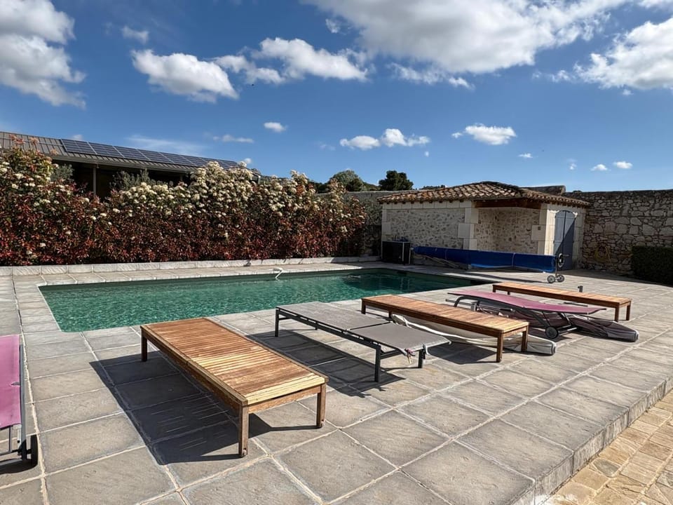 Property building, Pool view, Swimming pool, sunbed
