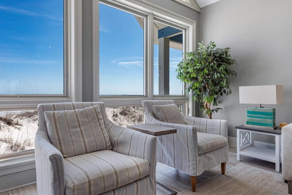 Living room, Seating area, Sea view