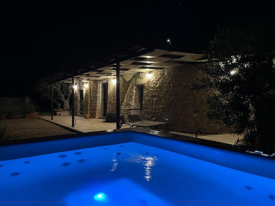 Property building, Night, Pool view, Swimming pool