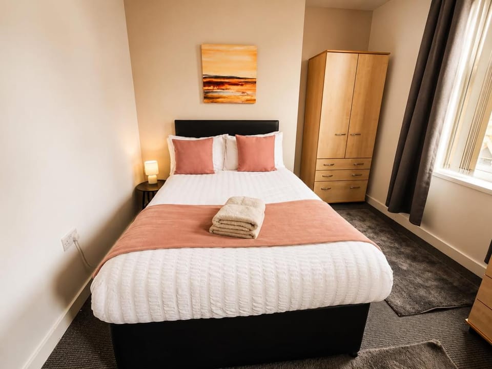 Bed, Photo of the whole room, Bedroom, towels, wardrobe