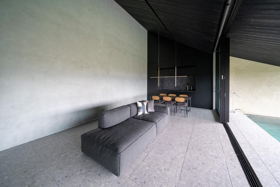 Living room, Pool view, kitchen, kitchen