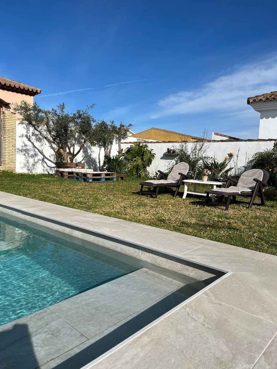 Property building, Living room, Swimming pool