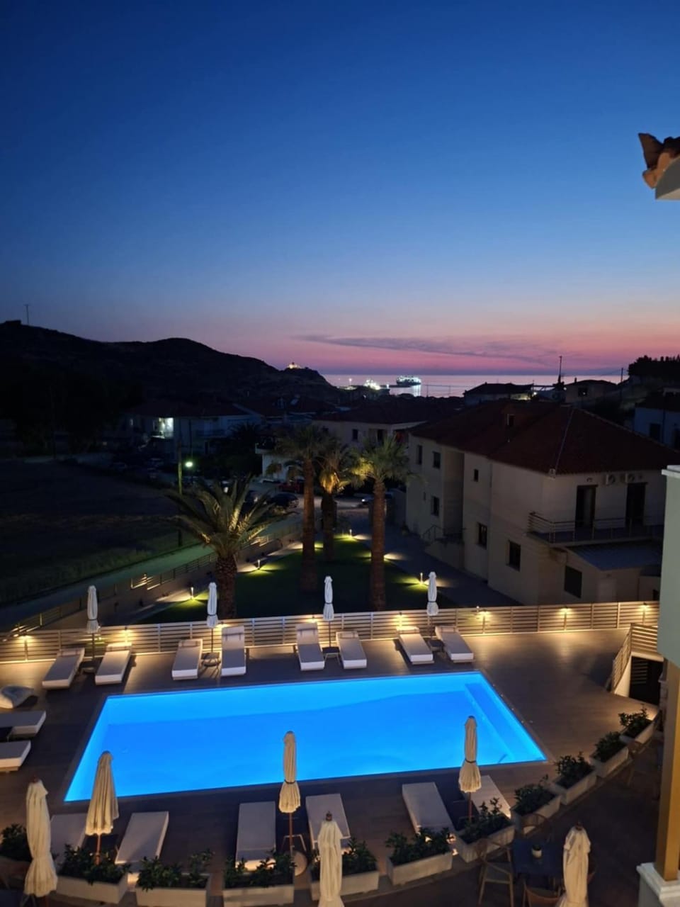 Property building, Night, Swimming pool, Sunset