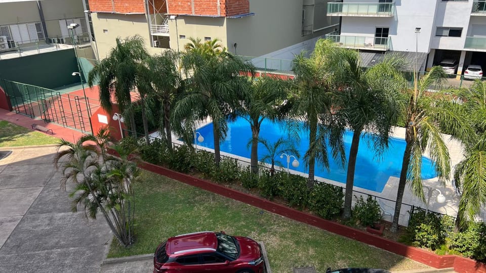 Property building, Day, Garden, Garden view, Pool view, Swimming pool, Parking
