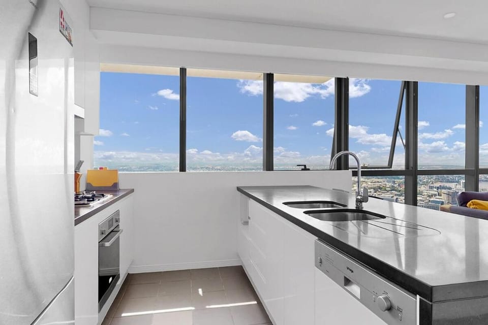 Kitchen or kitchenette, stove