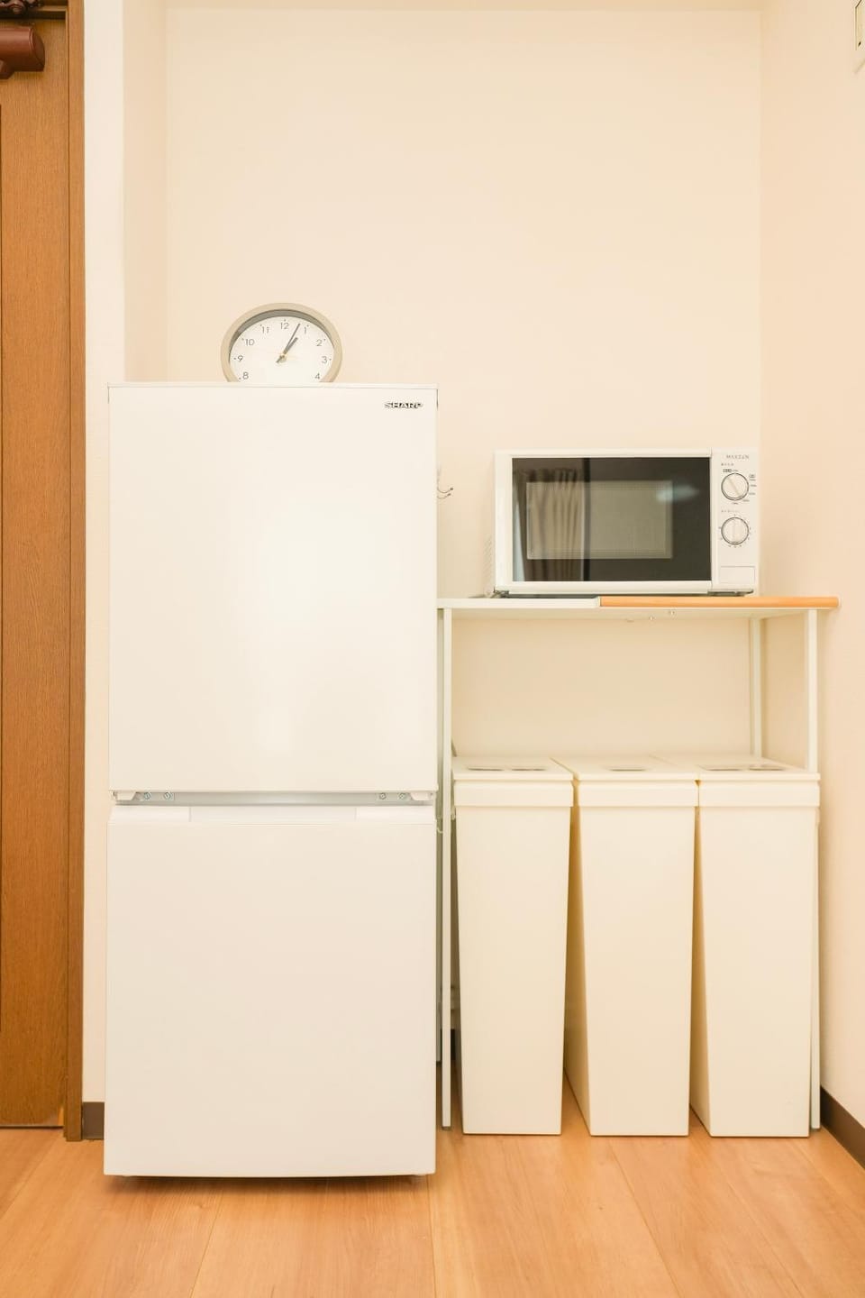 Kitchen or kitchenette, microwave