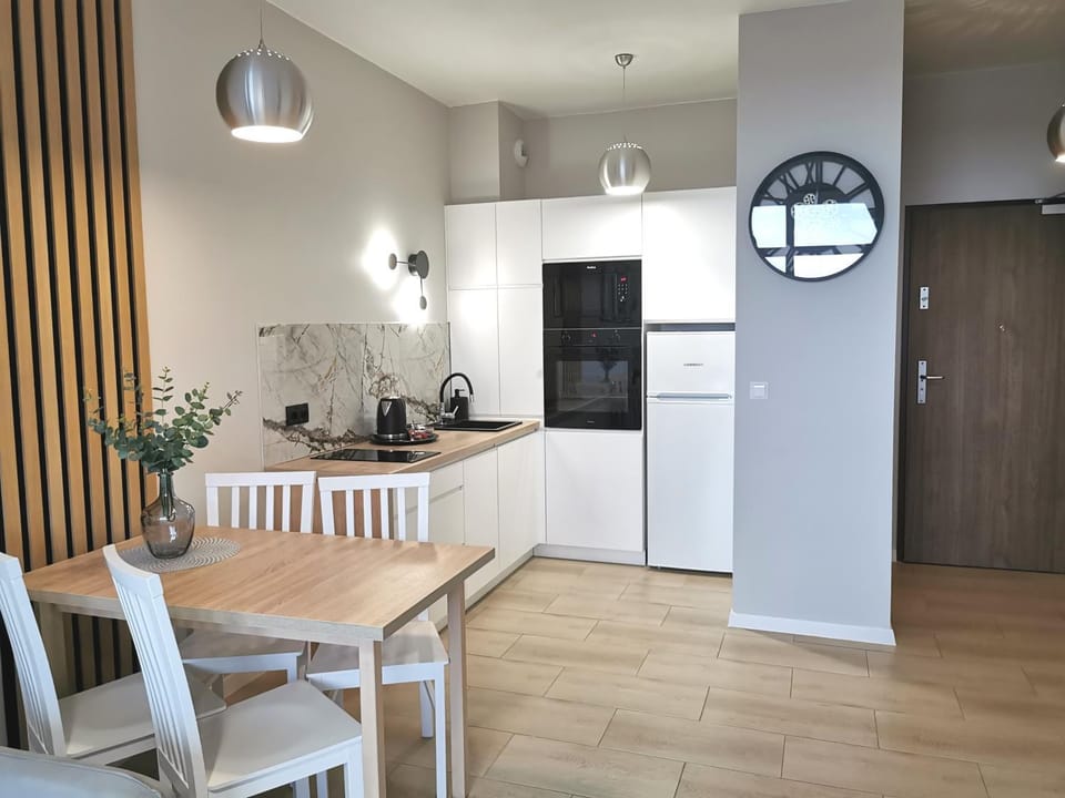 Kitchen or kitchenette, dishwasher, stove, toaster