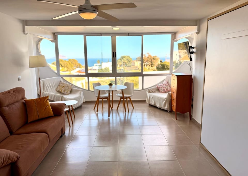 View (from property/room), Living room, Dining area, Sea view
