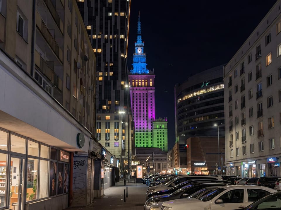 Property building, Night, City view, Location, Parking