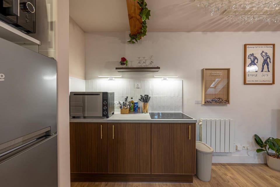 Kitchen or kitchenette, oven, stove