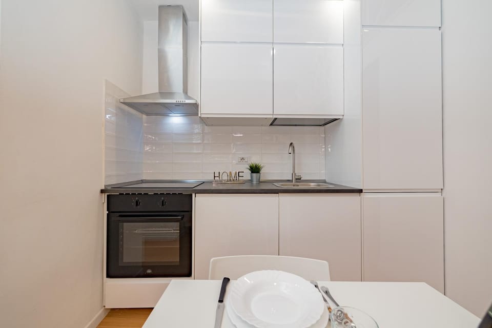 Kitchen or kitchenette, stove