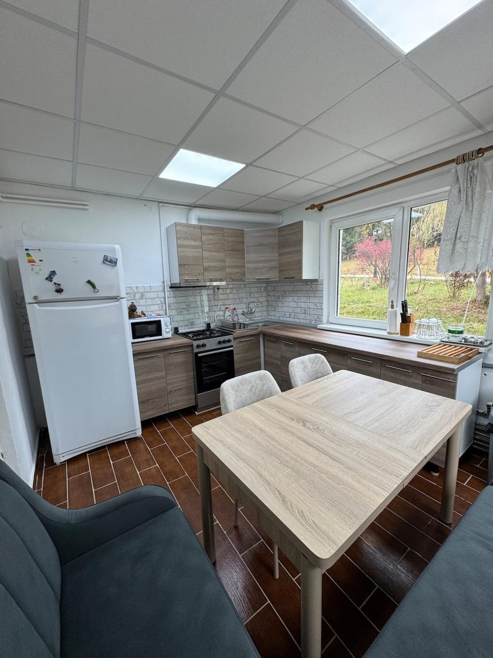 Kitchen or kitchenette, Seating area, Dining area, oven, pet friendly, stove
