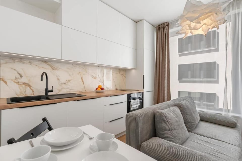 Kitchen or kitchenette, Living room, Seating area, Dining area, stove