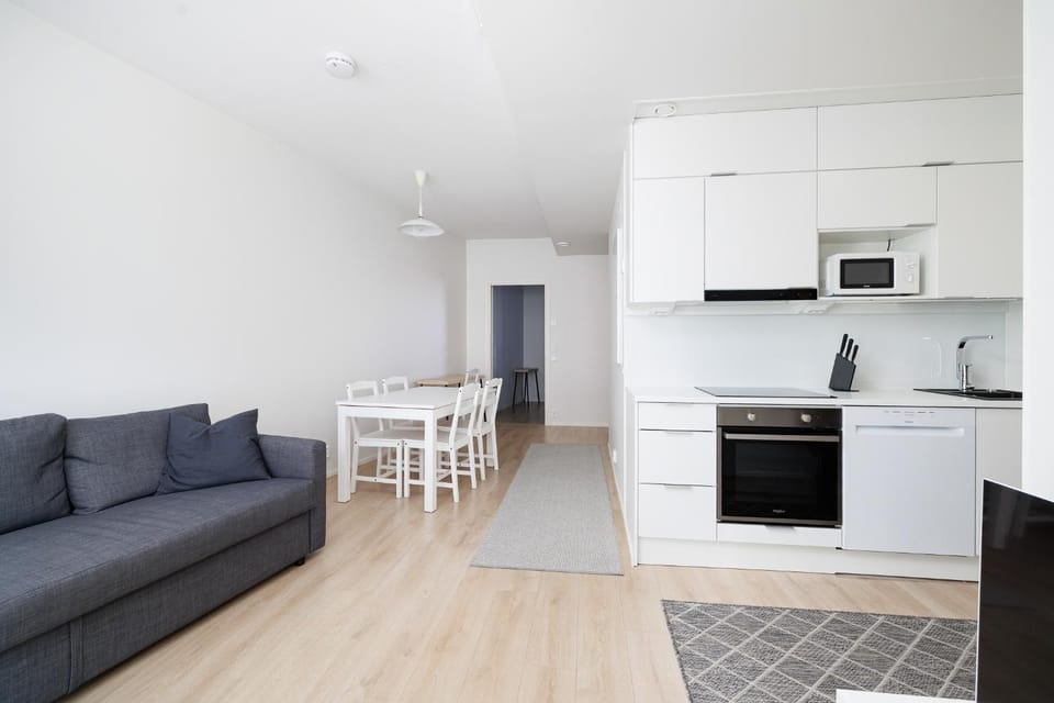 Kitchen or kitchenette, Living room, Dining area, oven, stove, toaster