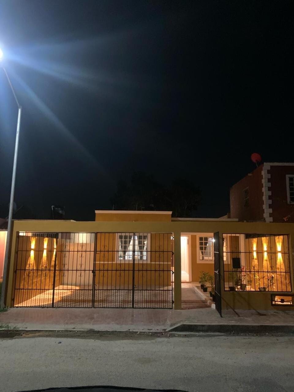 Property building, Patio, Night, Natural landscape, Parking