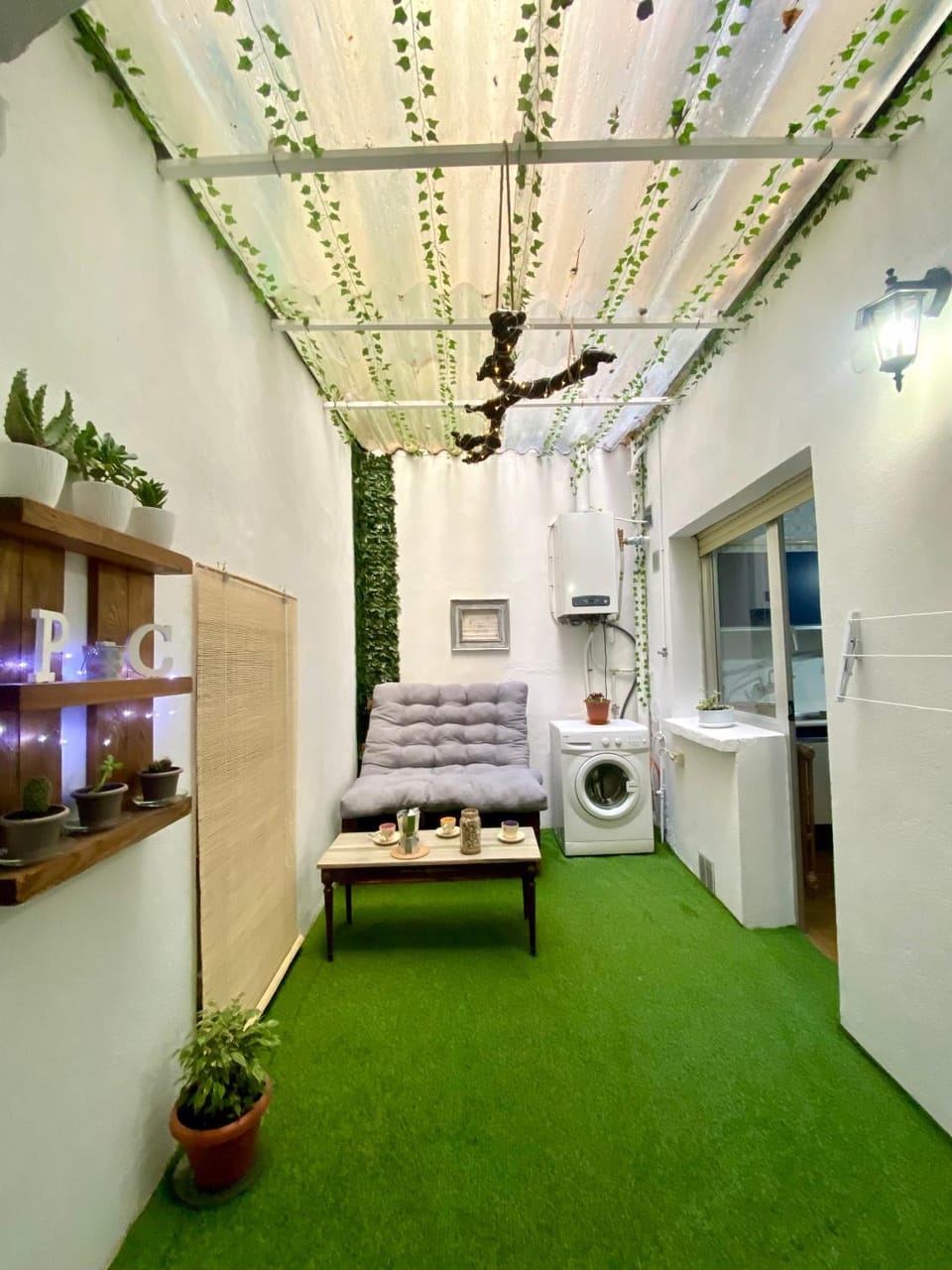 Inner courtyard view, washing machine