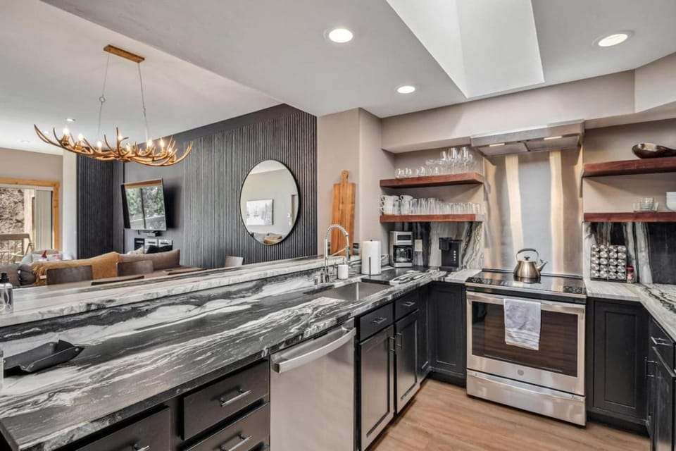 Kitchen or kitchenette, stove