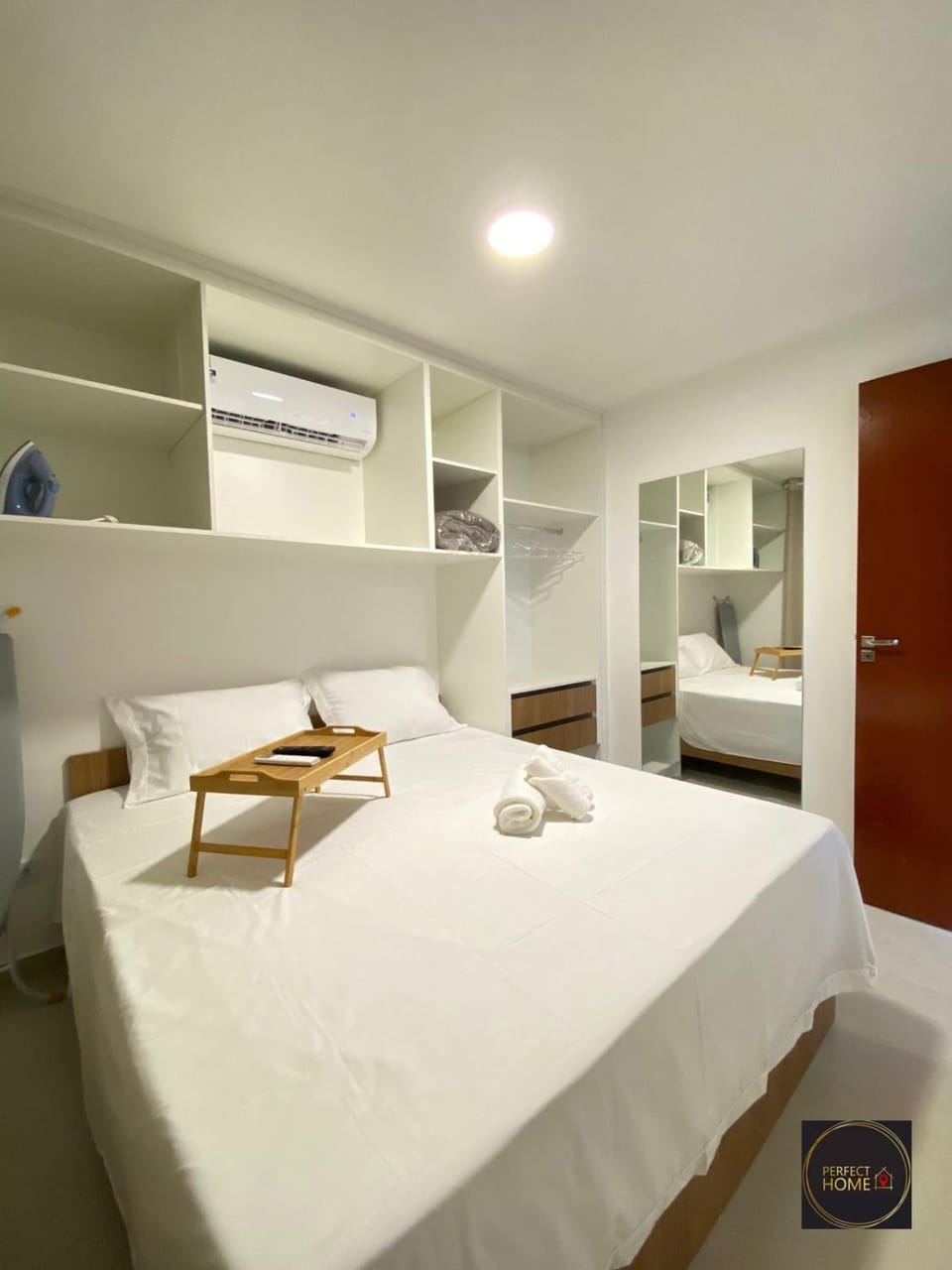 Bed, Photo of the whole room, Bedroom, towels, wardrobe, air conditioner