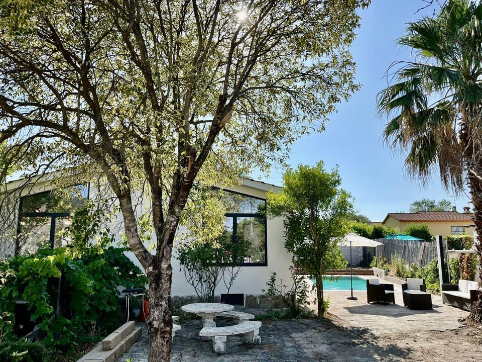Property building, Patio, Garden, Pool view, Swimming pool